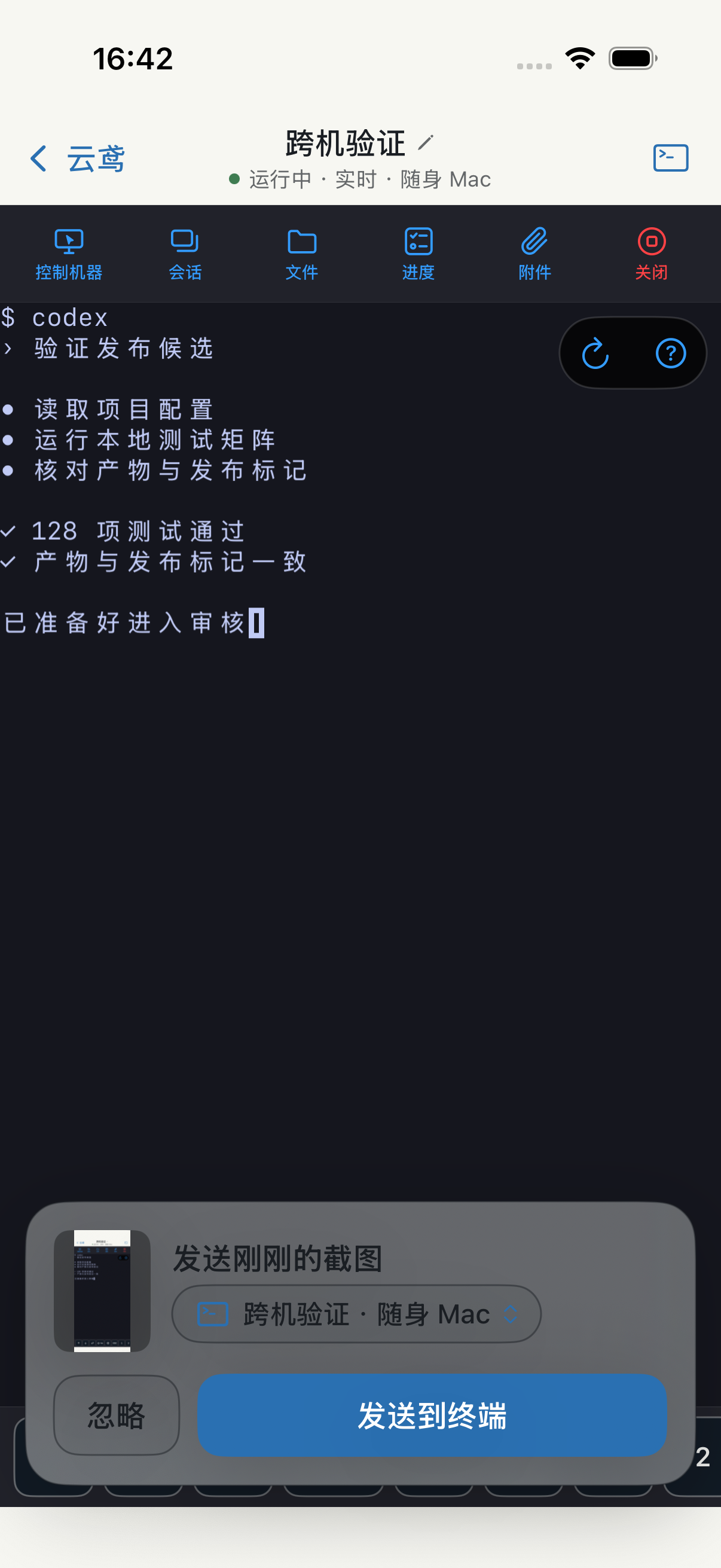 照野 iPhone 模拟器中文截图附件确认界面
